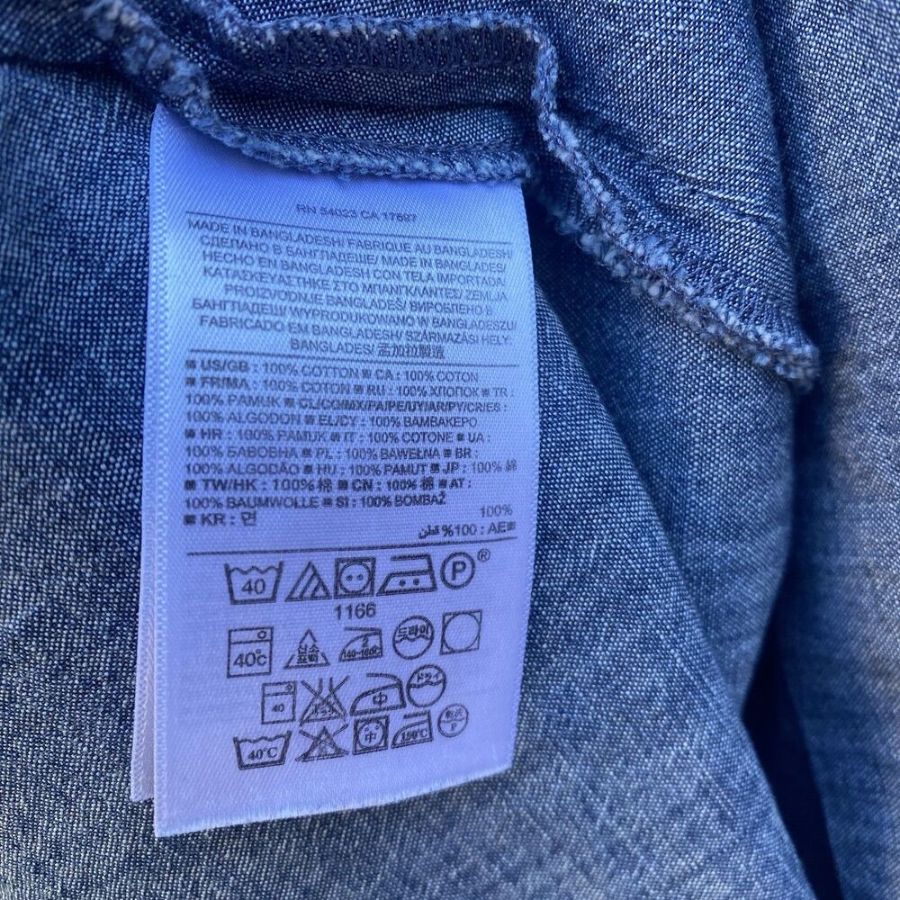 Banana Republic Dress Chambray Blue Fit and Flare Cotton Minimal Women's Size 6 - Picture 8 of 11